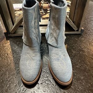 Elegant Blue Jean Heeled Boots